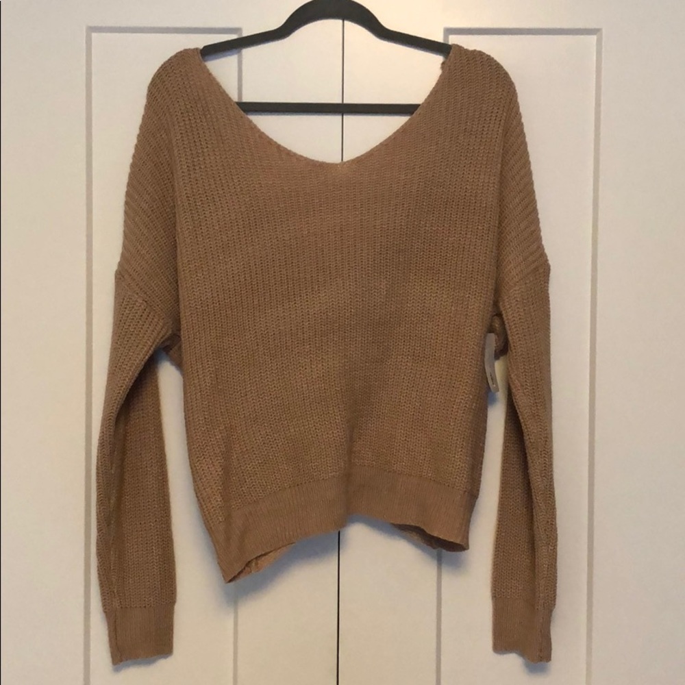 NWT Taupe Twist Back Sweater